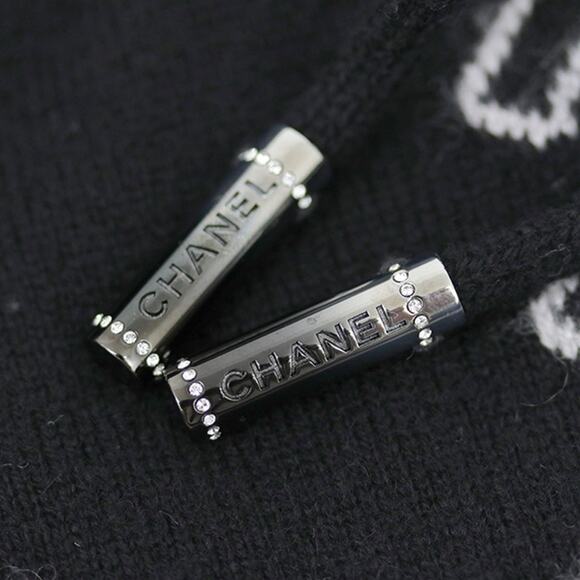 Authentic CHANEL Cashmere Zipper Zip-Up Hoodie Sweater Jacket Black Multicolor - Picture 9 of 13